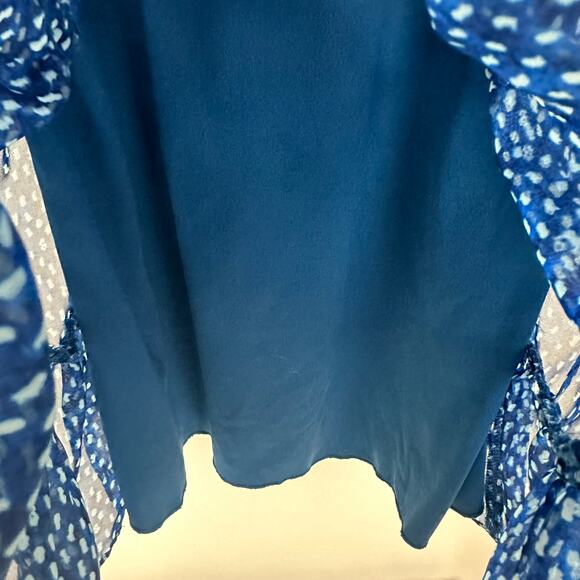 City Studio Womens Dot Print Tiered Cinched Blue Sleeveless Dress Small NO BELT - Picture 8 of 11